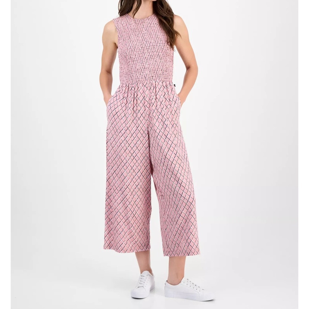 Nautica Jeans Nautica Women's Argyle Dot Ankle Jumpsuit Size Medium Pink